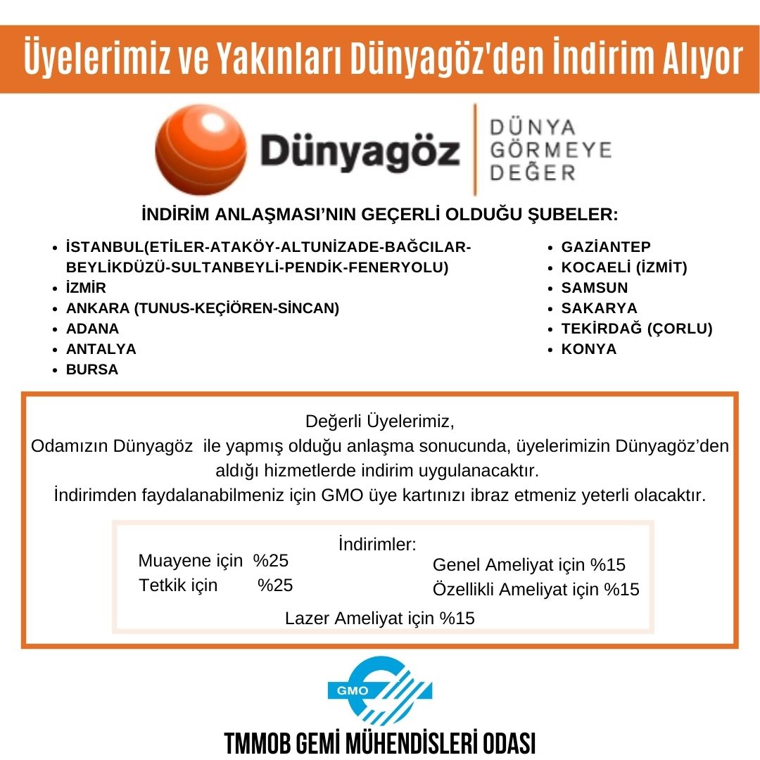 ÜYELERİMİZ VE YAKINLARI DÜNYAGÖZ'DEN İNDİRİM ALIYOR