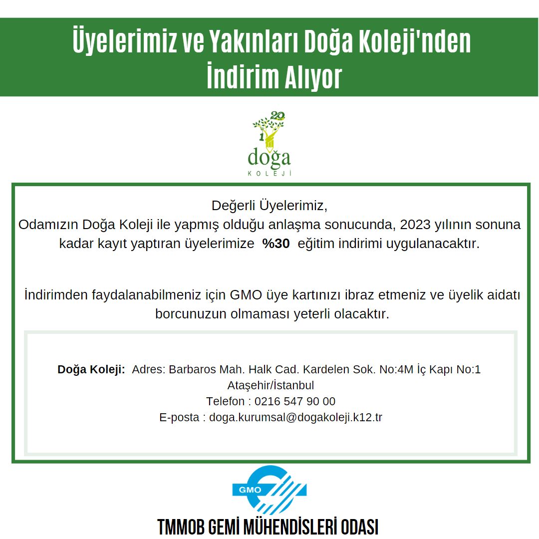 ÜYELERİMİZ DOĞA KOLEJİ'NDEN İNDİRİM ALIYOR
