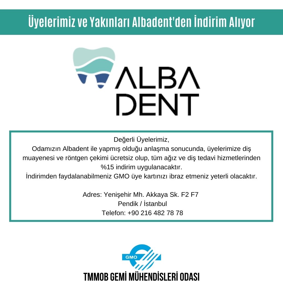 ÜYELERİMİZ VE YAKINLARI ALBADENT'DEN İNDİRİM ALIYOR