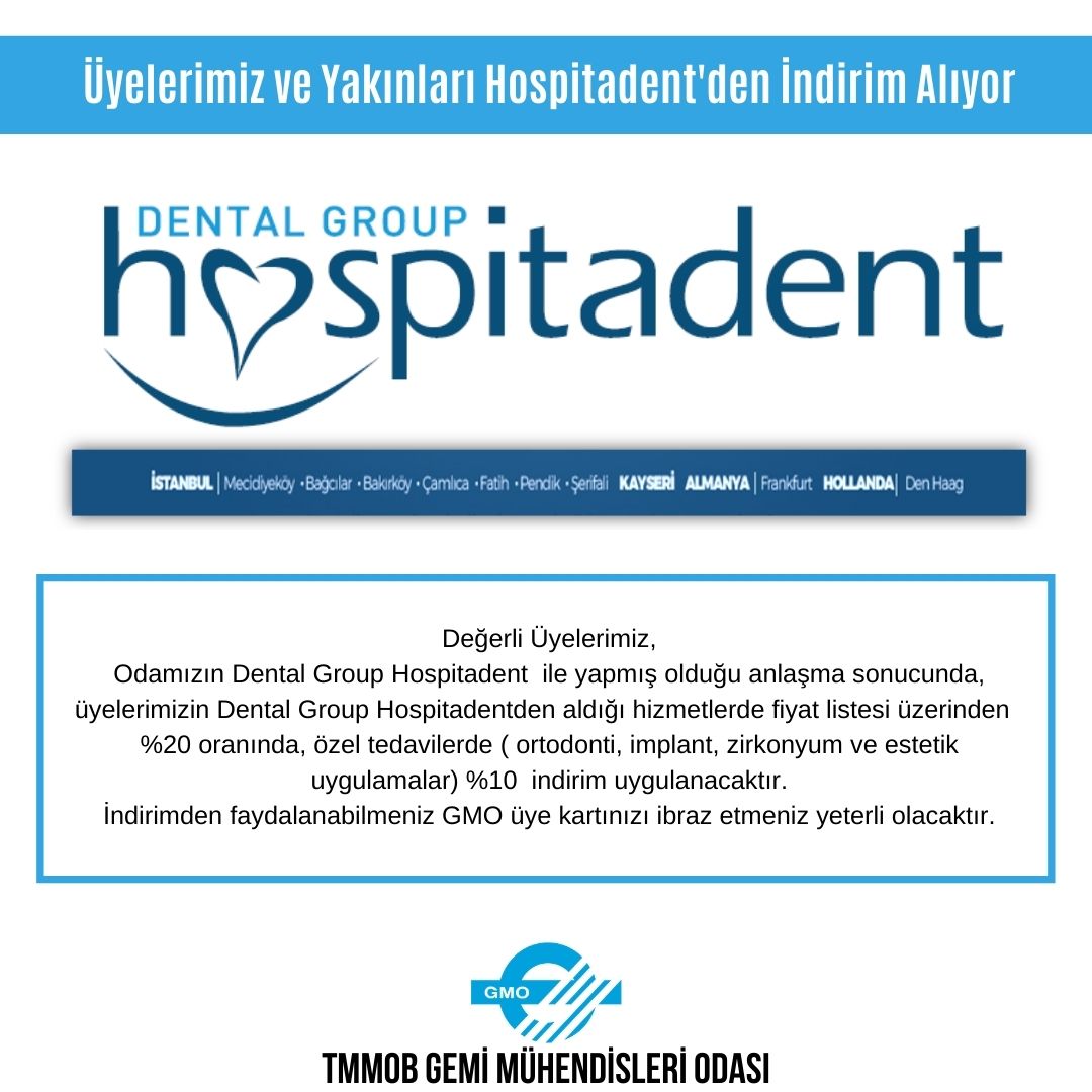 ÜYELERİMİZ VE YAKINLARI HOSPITADENT'DEN İNDİRİM ALIYOR