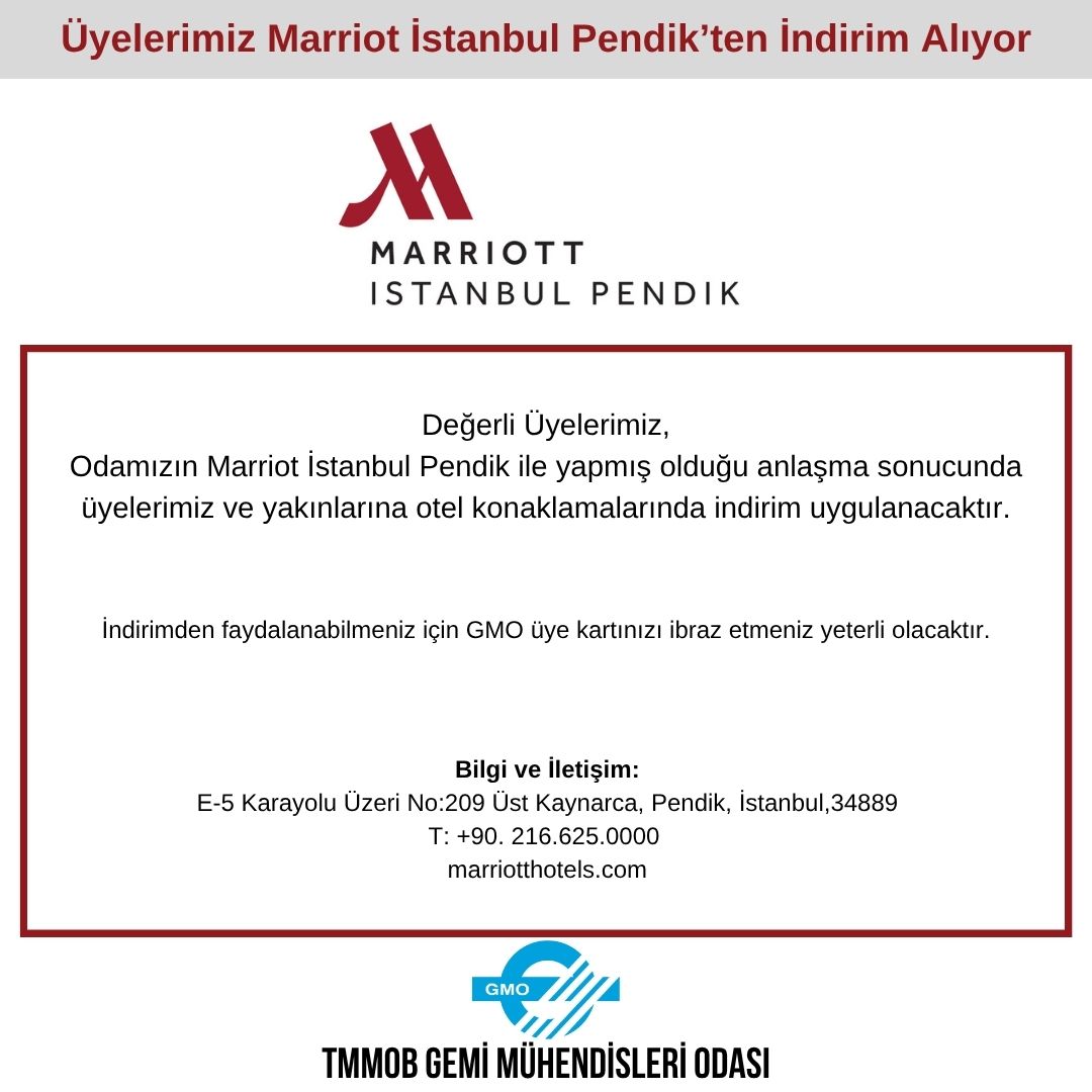 ÜYELERİMİZ MARRIOT İSTANBUL PENDİK'TEN İNDİRİM ALIYOR