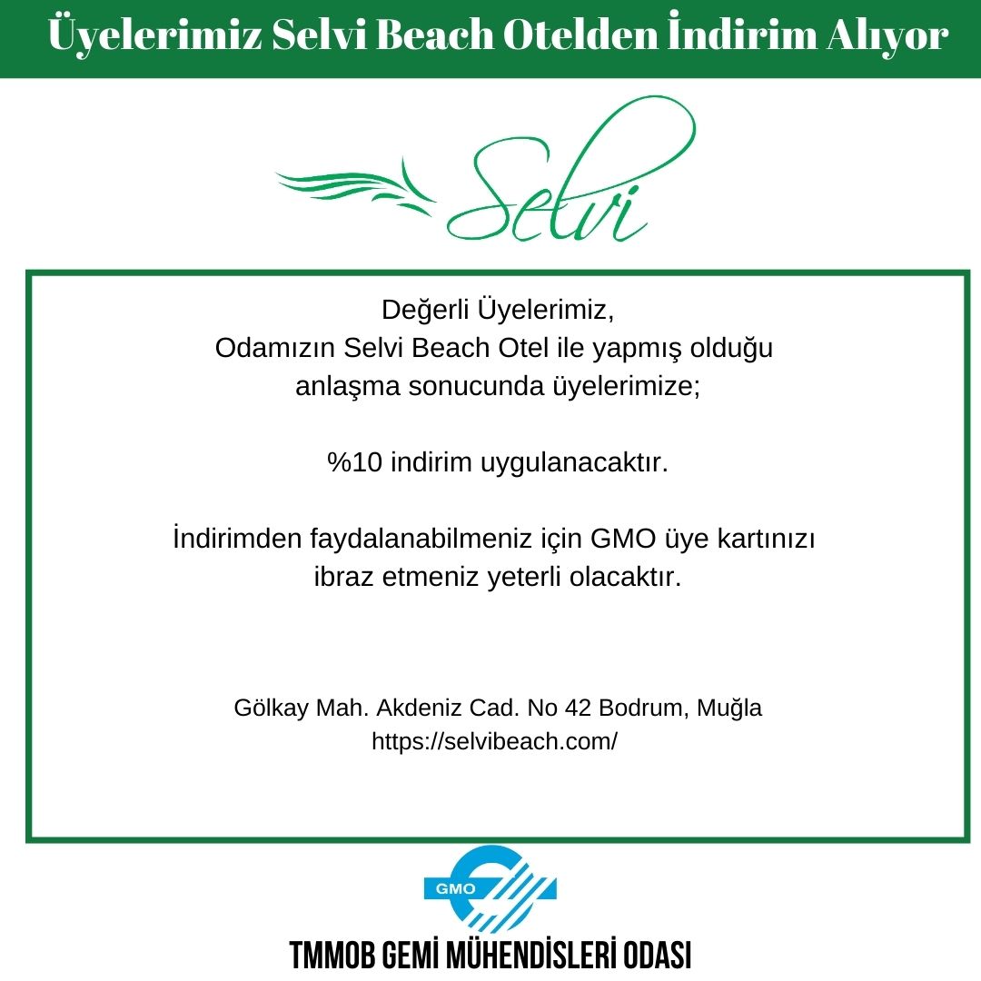 ÜYELERİMİZ SELVİ BEACH OTELDEN İNDİRİM ALIYOR