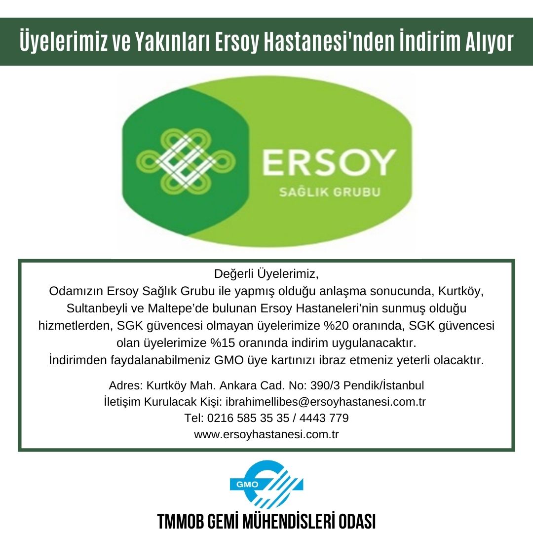 ÜYELERİMİZ VE YAKINLARI ERSOY HASTANESİ'NDEN İNDİRİM ALIYOR