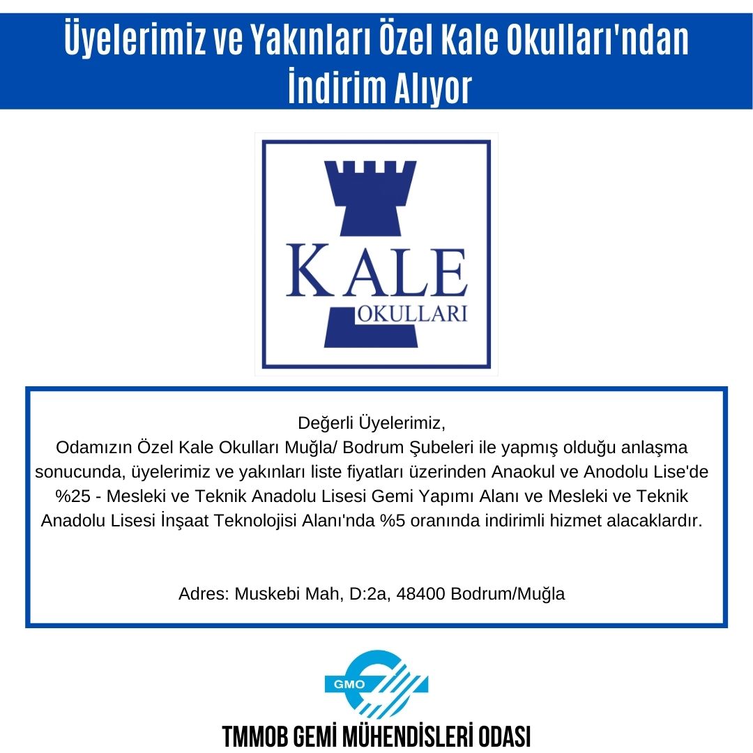 ÜYELERİMİZ VE YAKINLARI ÖZEL KALE OKULLARI'NDAN İNDİRİM ALIYOR