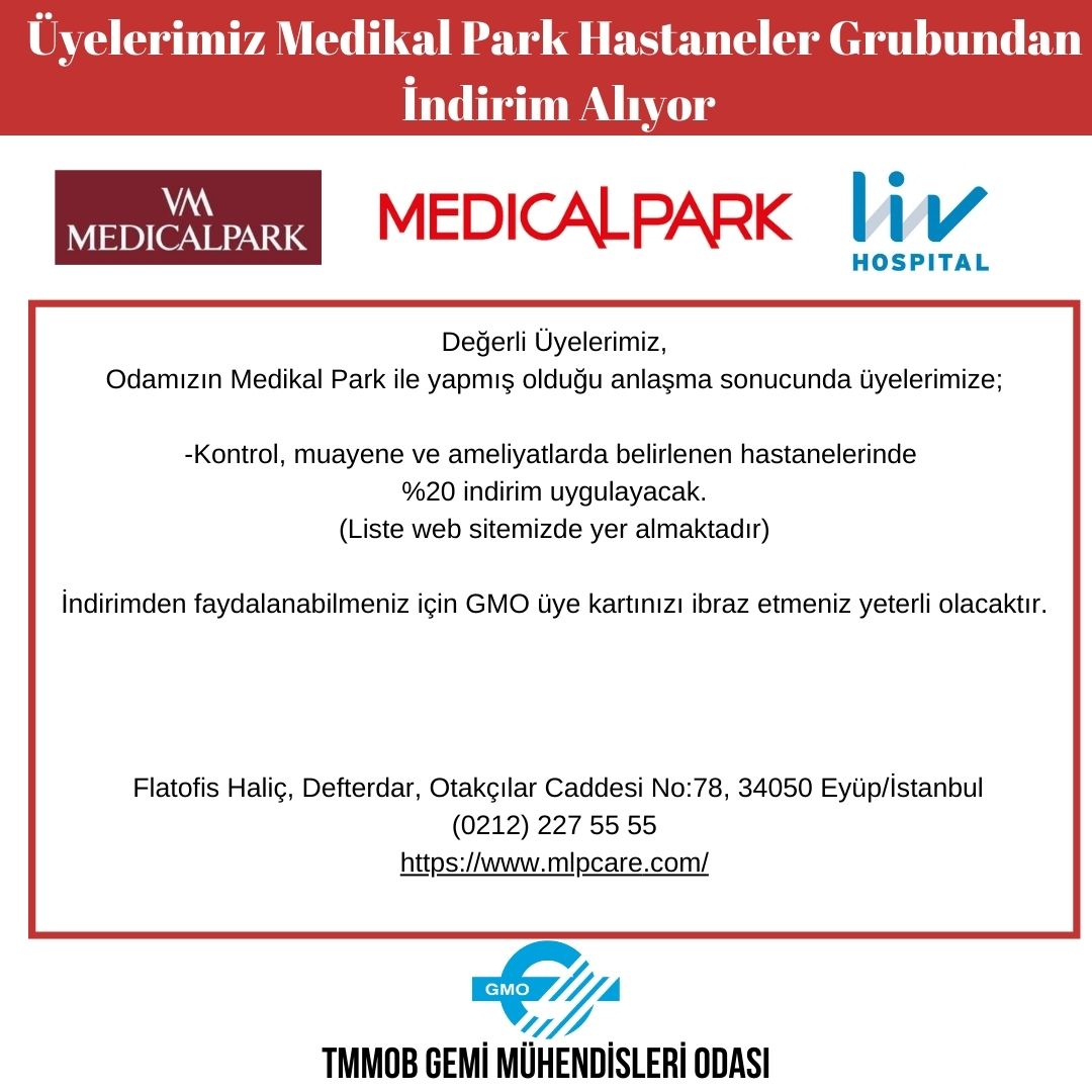 ÜYELERİMİZ MEDİKAL PARK HASTANELER GRUBUNDAN İNDİRİM ALIYOR