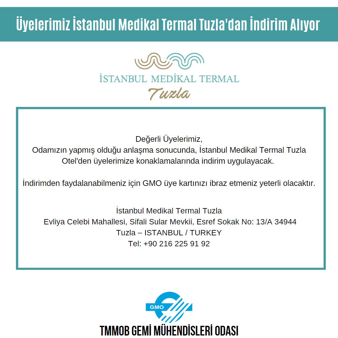 ÜYELERİMİZ İSTANBUL MEDİKAL TERMAL TUZLA'DAN İNDİRİM ALIYOR