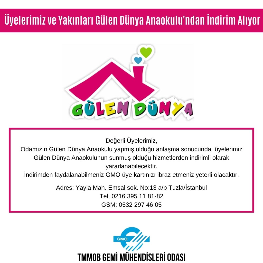 ÜYELERİMİZ VE YAKINLARI GÜLEN DÜNYA ANAOKULU'NDAN İNDİRİM ALIYOR
