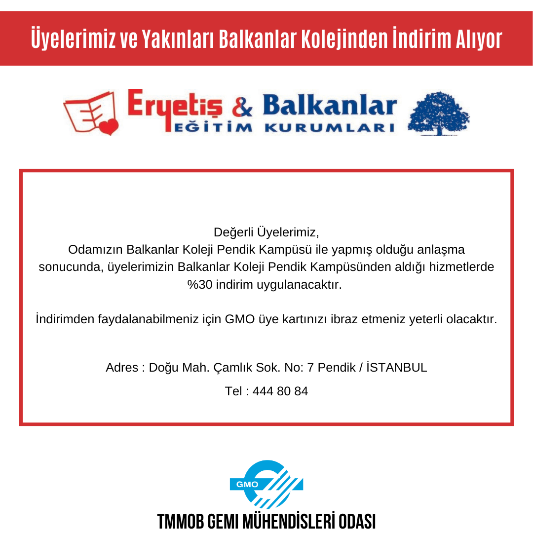 ÜYELERİMİZ VE YAKINLARI BALKANLAR KOLEJİ PENDİK KAMPÜSÜNDEN İNDİRİM ALIYOR