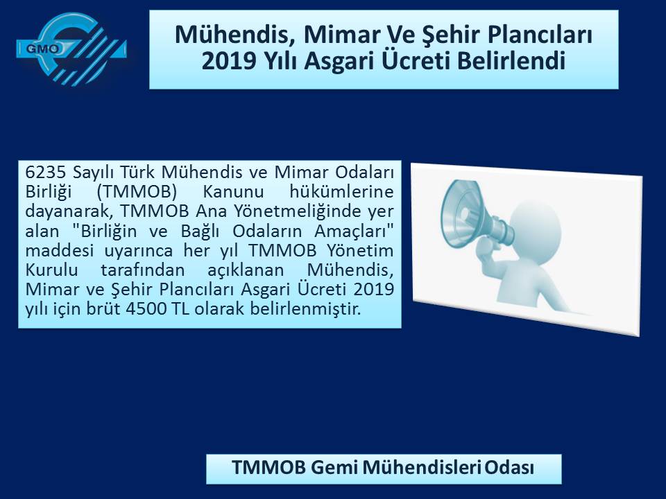 MÜHENDİS, MİMAR VE ŞEHİR PLANCILARI 2019 YILI ASGARİ ÜCRETİ BELİRLENDİ