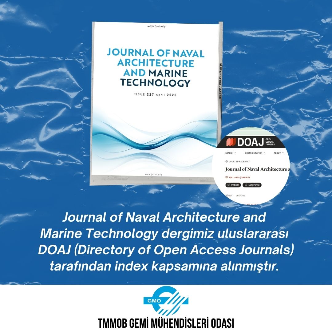 JOURNAL OF NAVAL ARCHITECTURE AND MARINE TECHNOLOGY DERGİMİZ ULUSLARASI INDEX KAPSAMINA ALINDI
