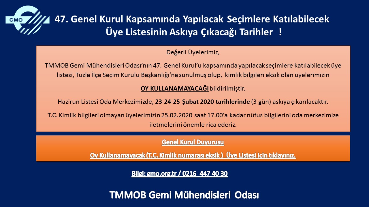 T.C. KİMLİK BİLGİLERİ OLMAYAN ÜYE LİSTESİ